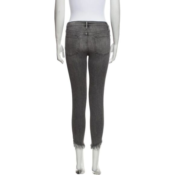 FRAME Le High Skinny Jeans Frayed Hem Whiskered Stretch Berwick Black Sz 23-24 - Picture 9 of 10